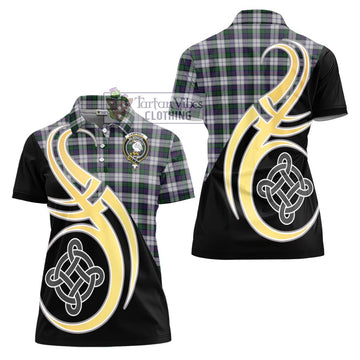 Campbell of Cawdor Dress Tartan Women's Polo Shirt with Family Crest and Celtic Symbol Style