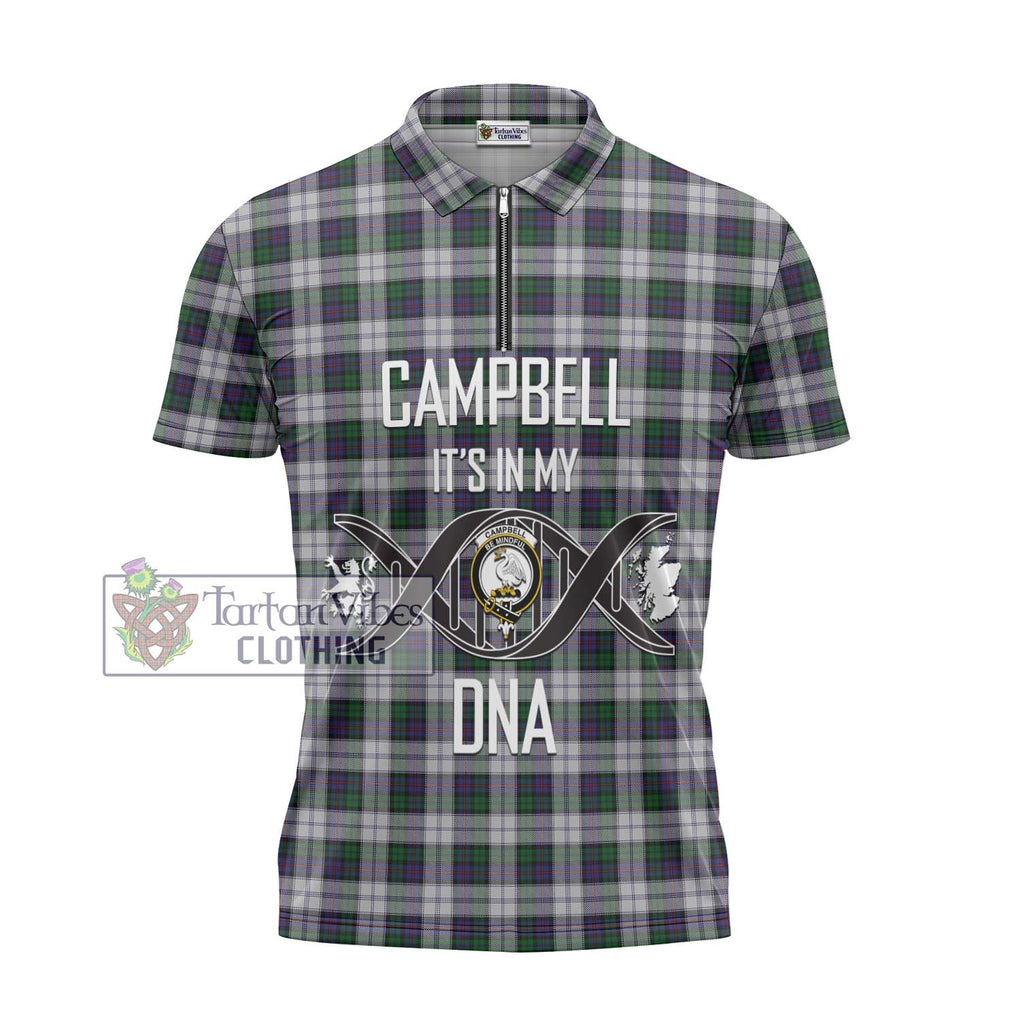 Campbell of Cawdor Dress Tartan Zipper Polo Shirt with Family Crest DNA In Me Style - Tartanvibesclothing Shop