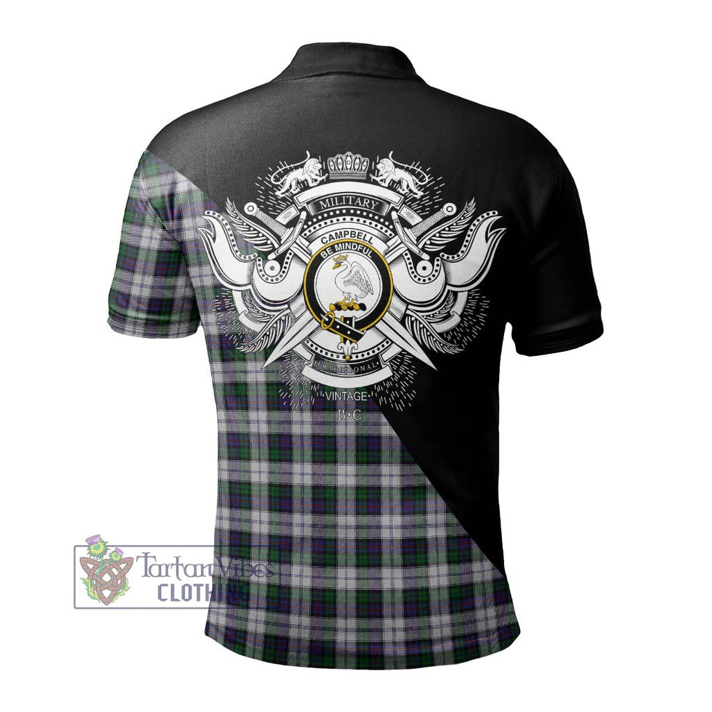 Campbell of Cawdor Dress Tartan Polo Shirt with Family Crest and Military Logo Style - Tartanvibesclothing Shop