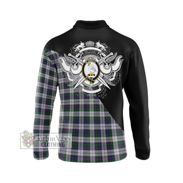 Campbell of Cawdor Dress Tartan Long Sleeve Polo Shirt with Family Crest and Military Logo Style