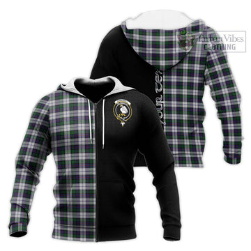 Campbell of Cawdor Dress Tartan Knitted Hoodie with Family Crest and Half Of Me Style