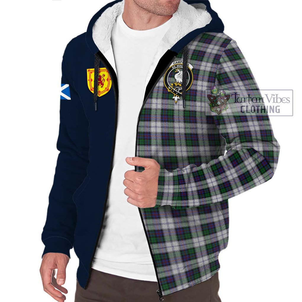 Tartan Vibes Clothing Campbell of Cawdor Dress Tartan Sherpa Hoodie with Scottish Lion Royal Arm Half Style