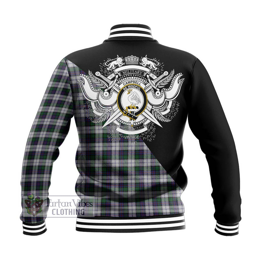 Campbell of Cawdor Dress Tartan Baseball Jacket with Family Crest and Military Logo Style - Tartanvibesclothing Shop