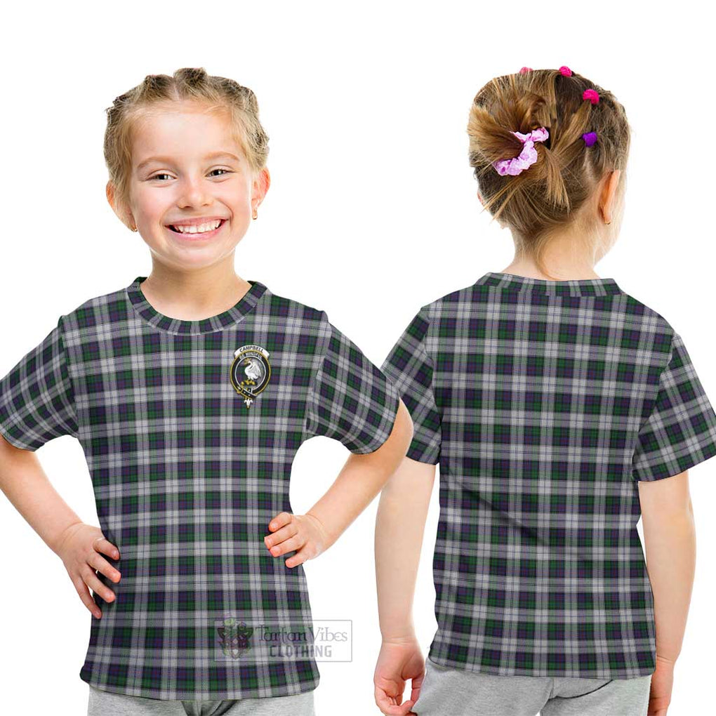 Campbell of Cawdor Dress Tartan Kid T-Shirt with Family Crest - Tartanvibesclothing Shop