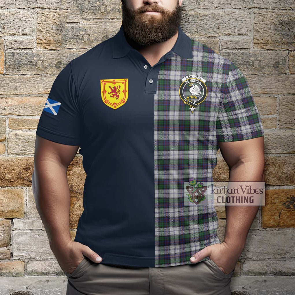 Tartan Vibes Clothing Campbell of Cawdor Dress Tartan Polo Shirt with Scottish Lion Royal Arm Half Style