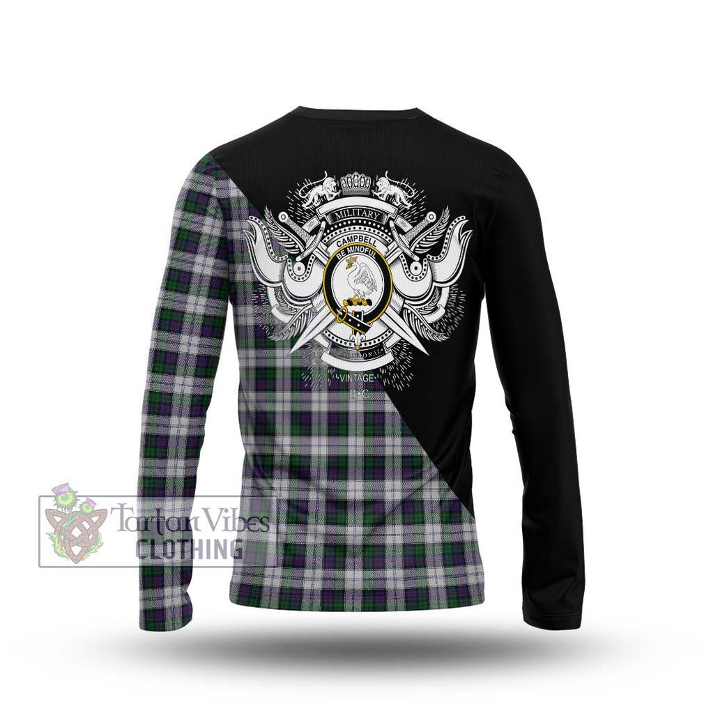 Campbell of Cawdor Dress Tartan Long Sleeve T-Shirt with Family Crest and Military Logo Style - Tartanvibesclothing Shop