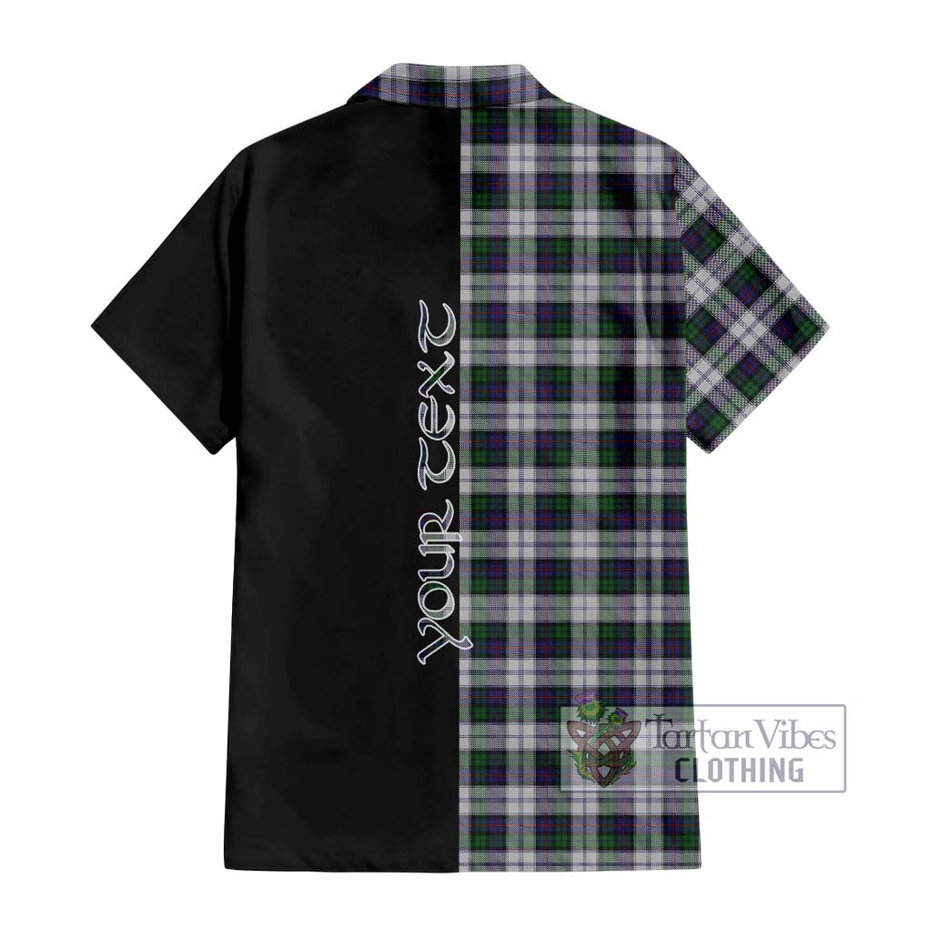 Campbell of Cawdor Dress Tartan Short Sleeve Button Shirt with Family Crest and Half Of Me Style - Tartanvibesclothing Shop