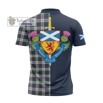 Campbell of Cawdor Dress Tartan Zipper Polo Shirt Alba with Scottish Lion Royal Arm Half Style