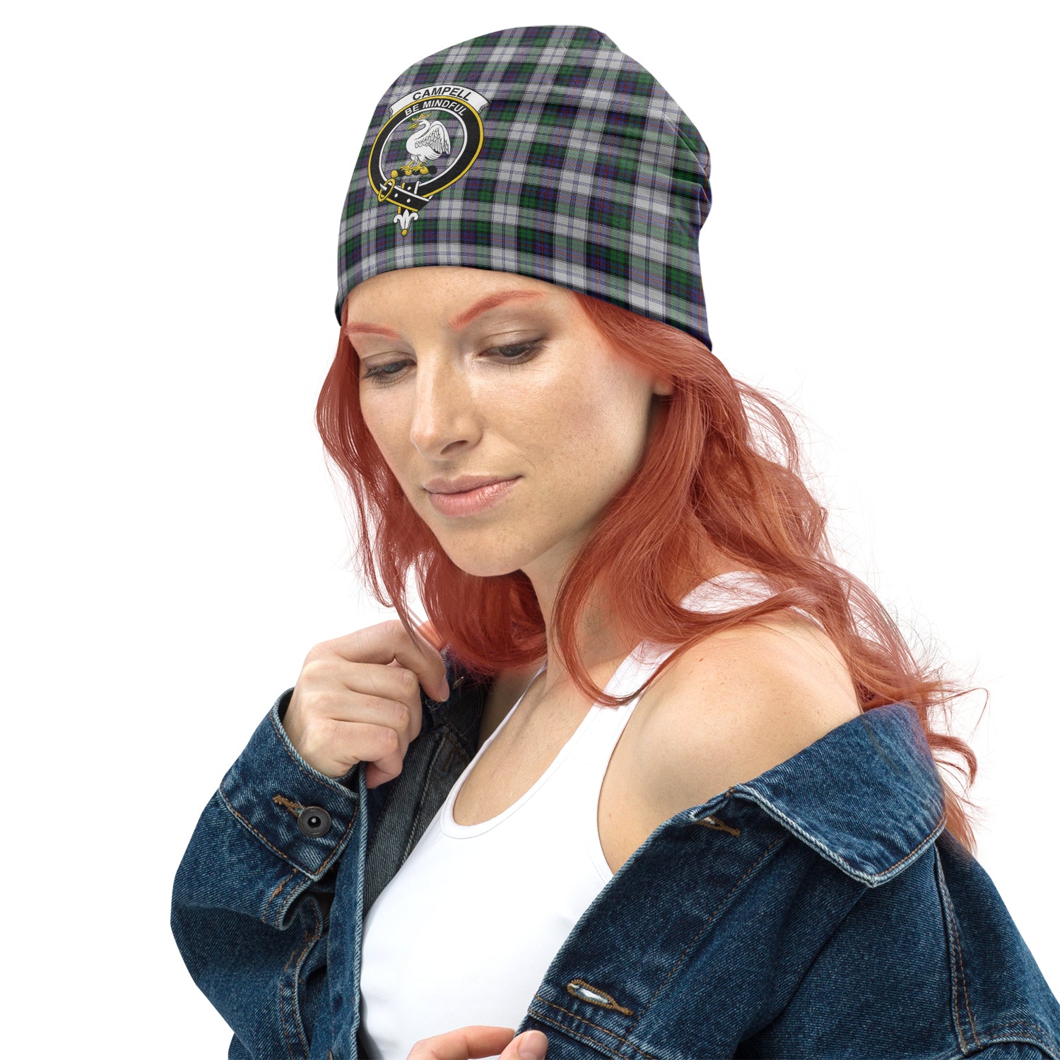 Campbell of Cawdor Dress Tartan Beanies Hat with Family Crest - Tartan Vibes Clothing