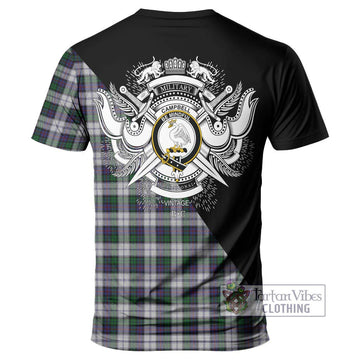 Campbell of Cawdor Dress Tartan T-Shirt with Family Crest and Military Logo Style