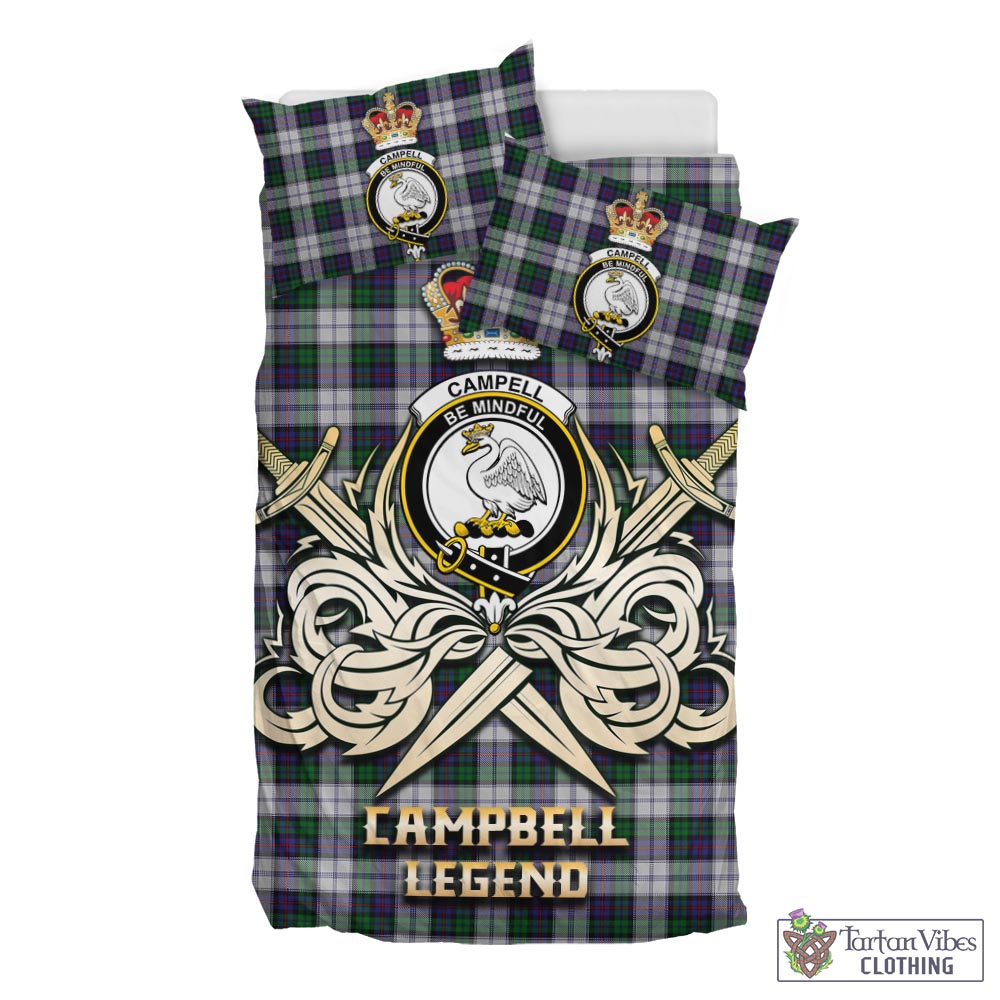 Tartan Vibes Clothing Campbell of Cawdor Dress Tartan Bedding Set with Clan Crest and the Golden Sword of Courageous Legacy