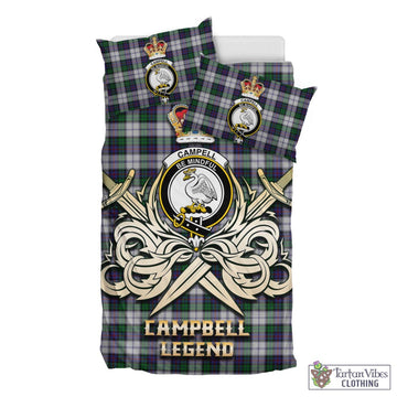 Campbell of Cawdor Dress Tartan Bedding Set with Clan Crest and the Golden Sword of Courageous Legacy