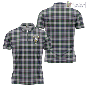 Campbell of Cawdor Dress Tartan Zipper Polo Shirt with Family Crest