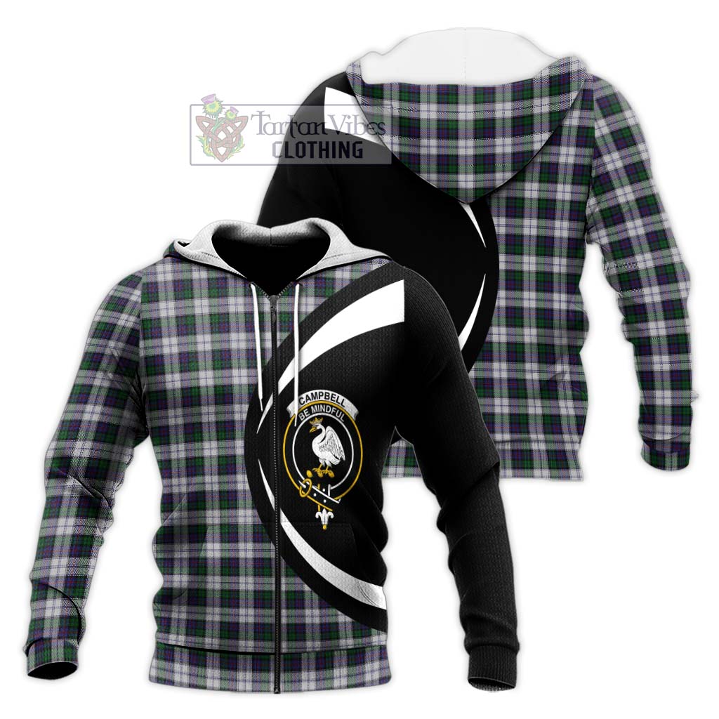 Campbell of Cawdor Dress Tartan Knitted Hoodie with Family Crest Circle Style Unisex Knitted Zip Hoodie - Tartan Vibes Clothing