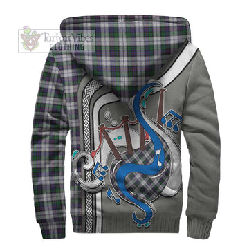 Campbell of Cawdor Dress Tartan Sherpa Hoodie with Epic Bagpipe Style