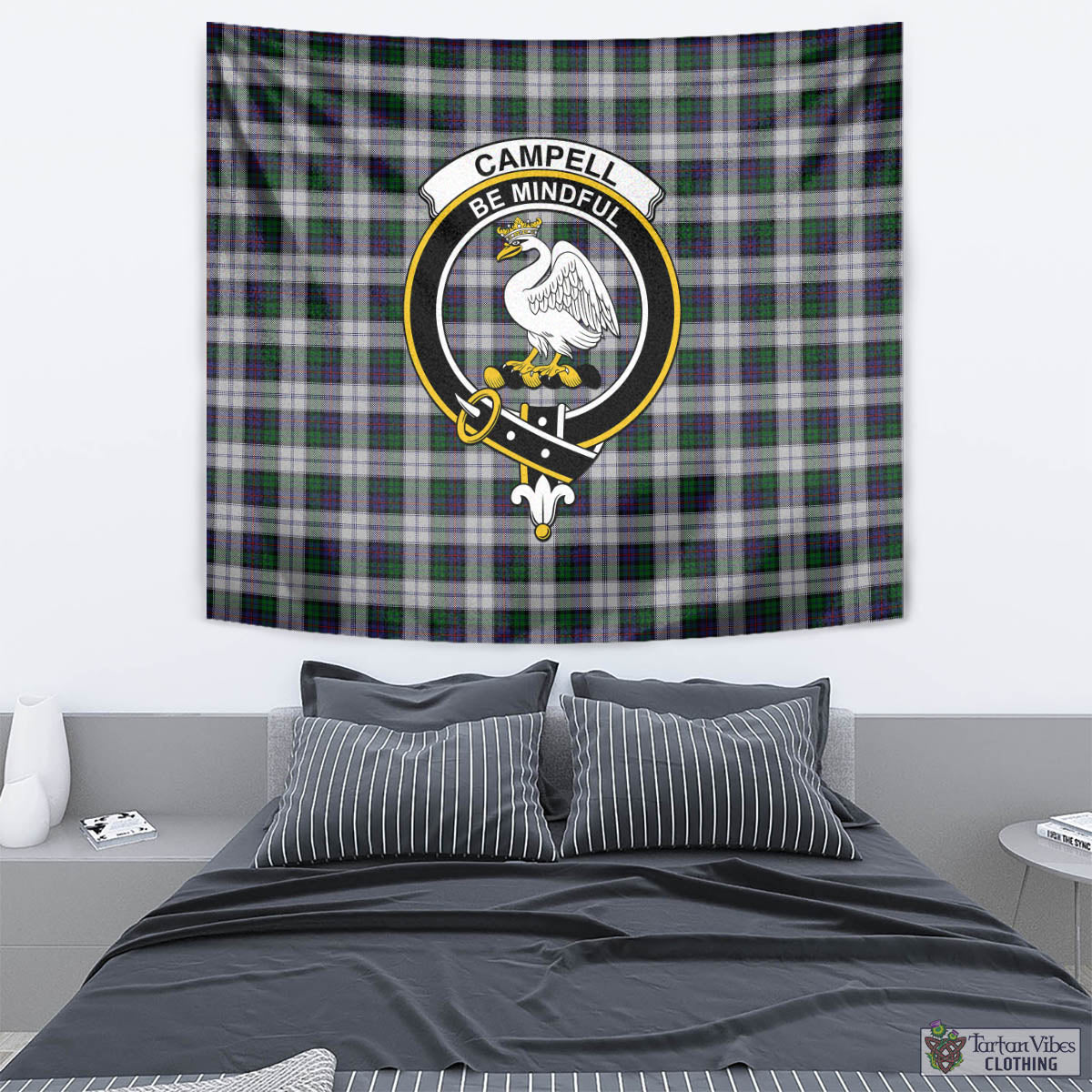 Tartan Vibes Clothing Campbell of Cawdor Dress Tartan Tapestry Wall Hanging and Home Decor for Room with Family Crest