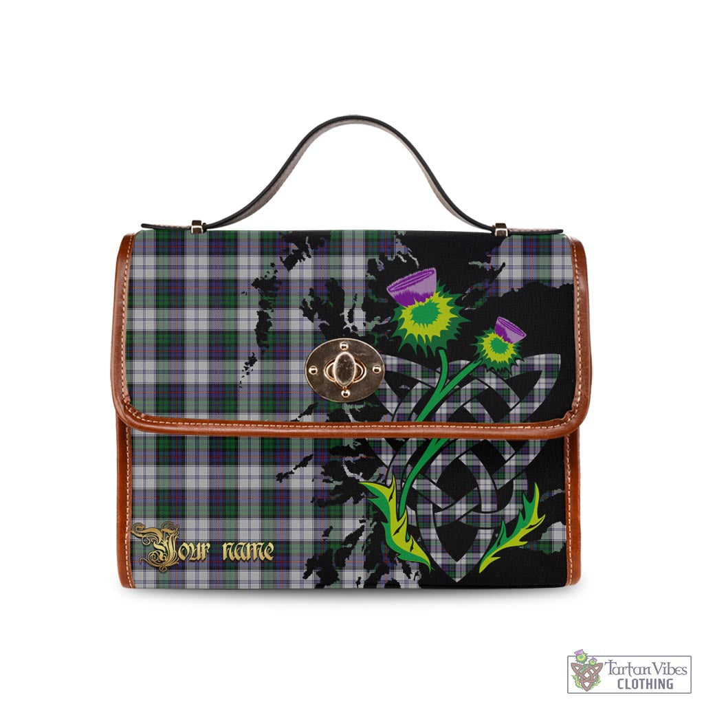 Tartan Vibes Clothing Campbell of Cawdor Dress Tartan Waterproof Canvas Bag with Scotland Map and Thistle Celtic Accents