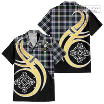 Campbell of Cawdor Dress Tartan Short Sleeve Button Shirt with Family Crest and Celtic Symbol Style