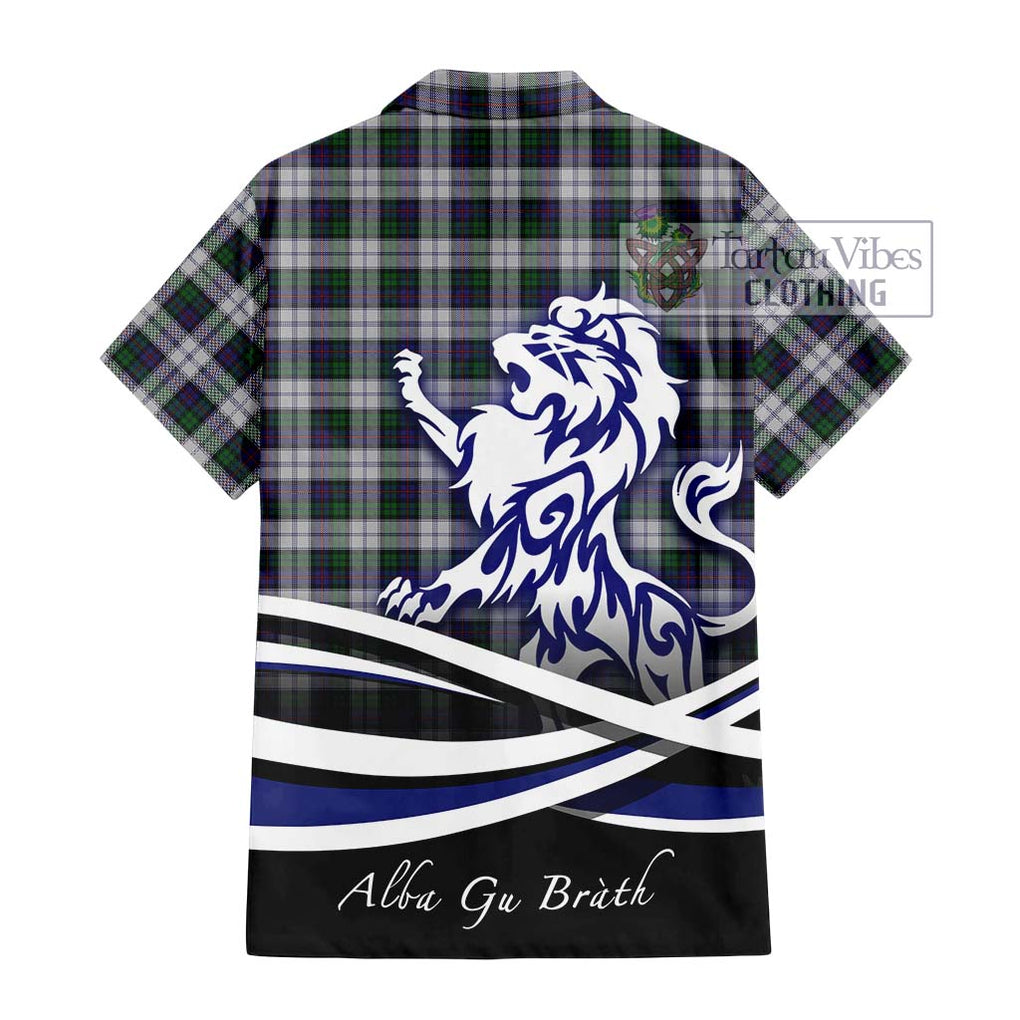 Campbell of Cawdor Dress Tartan Short Sleeve Button Shirt with Alba Gu Brath Regal Lion Emblem - Tartanvibesclothing Shop