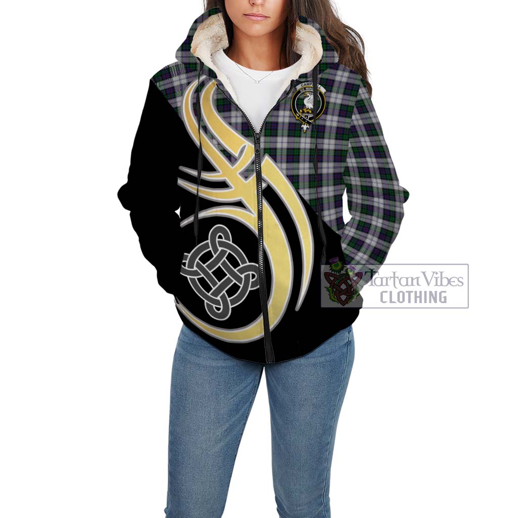 Campbell of Cawdor Dress Tartan Sherpa Hoodie with Family Crest and Celtic Symbol Style Unisex - Tartan Vibes Clothing