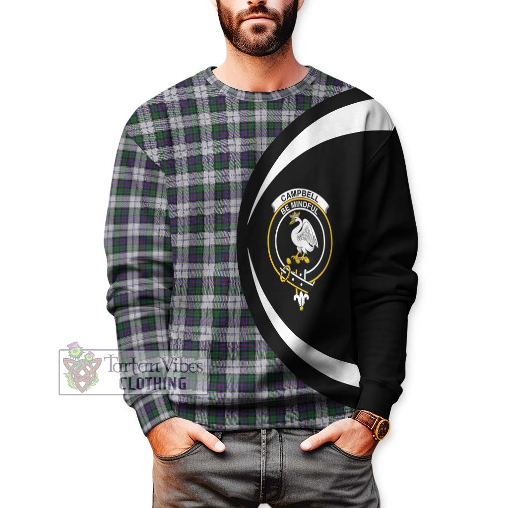 Campbell of Cawdor Dress Tartan Sweatshirt with Family Crest Circle Style - Tartan Vibes Clothing