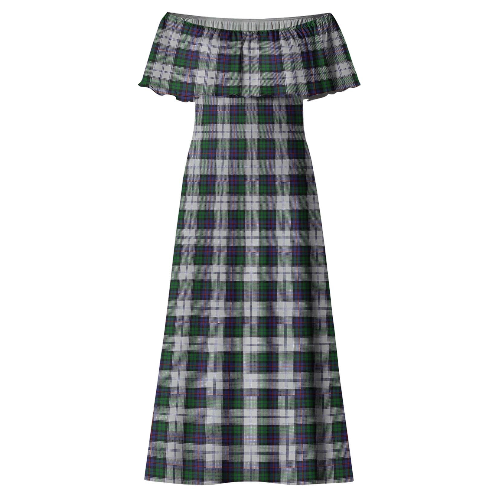 Campbell of Cawdor Dress Tartan Off Shoulder Long Dress - Tartanvibesclothing