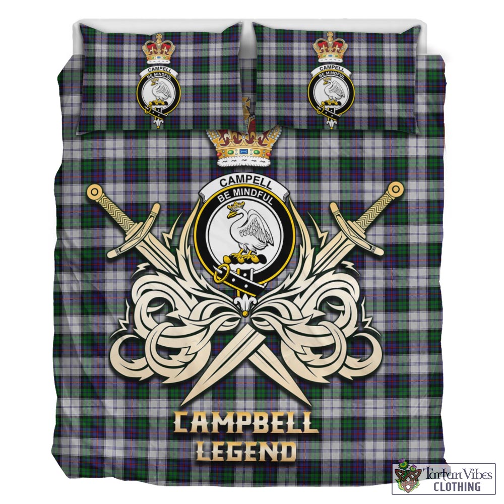 Tartan Vibes Clothing Campbell of Cawdor Dress Tartan Bedding Set with Clan Crest and the Golden Sword of Courageous Legacy