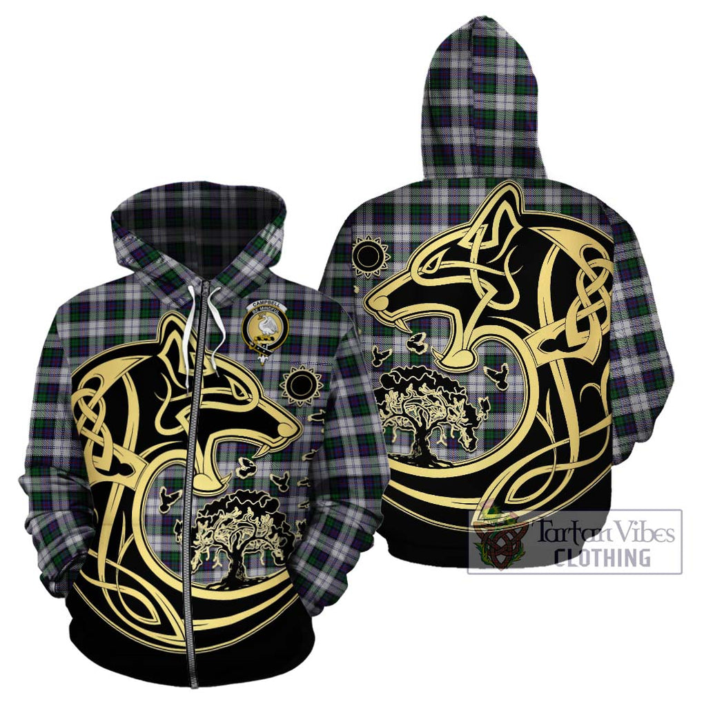 Campbell of Cawdor Dress Tartan Hoodie with Family Crest Celtic Wolf Style - Tartan Vibes Clothing