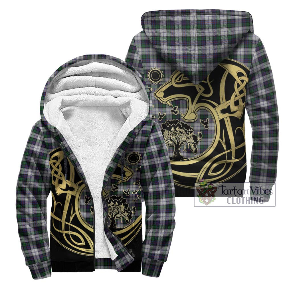 Campbell of Cawdor Dress Tartan Sherpa Hoodie with Family Crest Celtic Wolf Style Unisex - Tartan Vibes Clothing