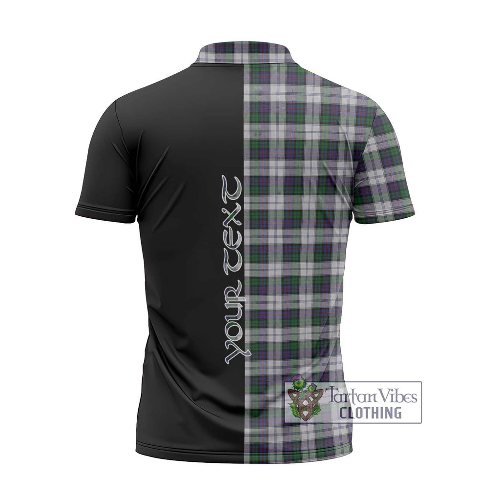 Campbell of Cawdor Dress Tartan Zipper Polo Shirt with Family Crest and Half Of Me Style - Tartanvibesclothing Shop