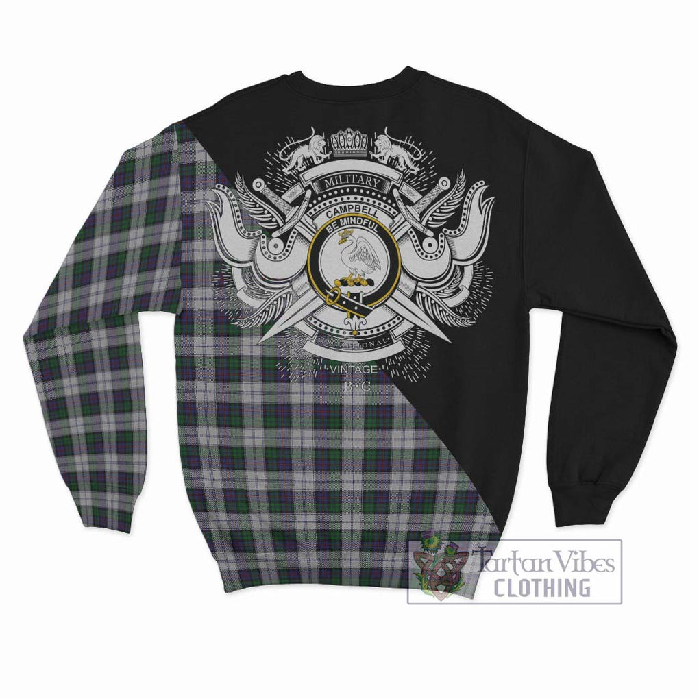 Campbell of Cawdor Dress Tartan Sweatshirt with Family Crest and Military Logo Style - Tartanvibesclothing Shop