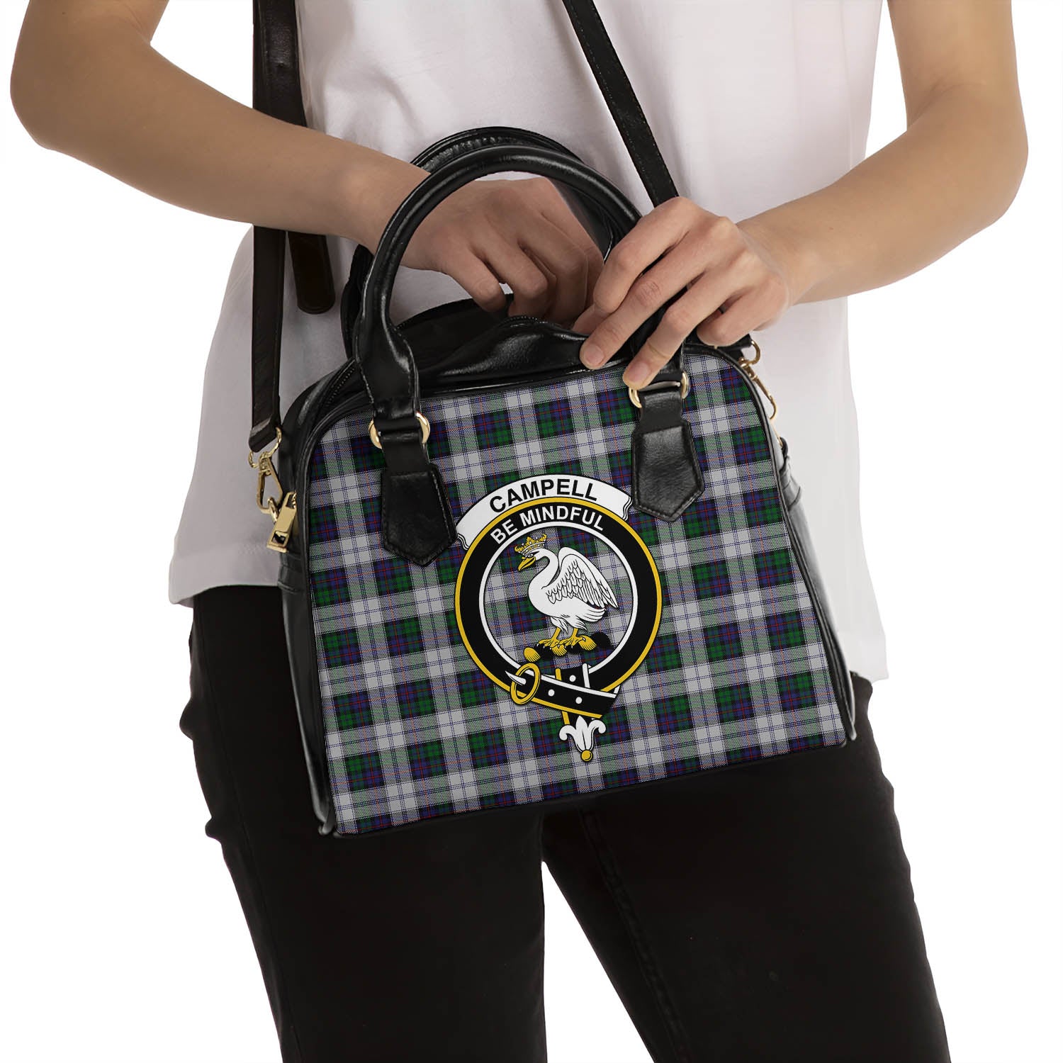 Campbell of Cawdor Dress Tartan Shoulder Handbags with Family Crest - Tartanvibesclothing