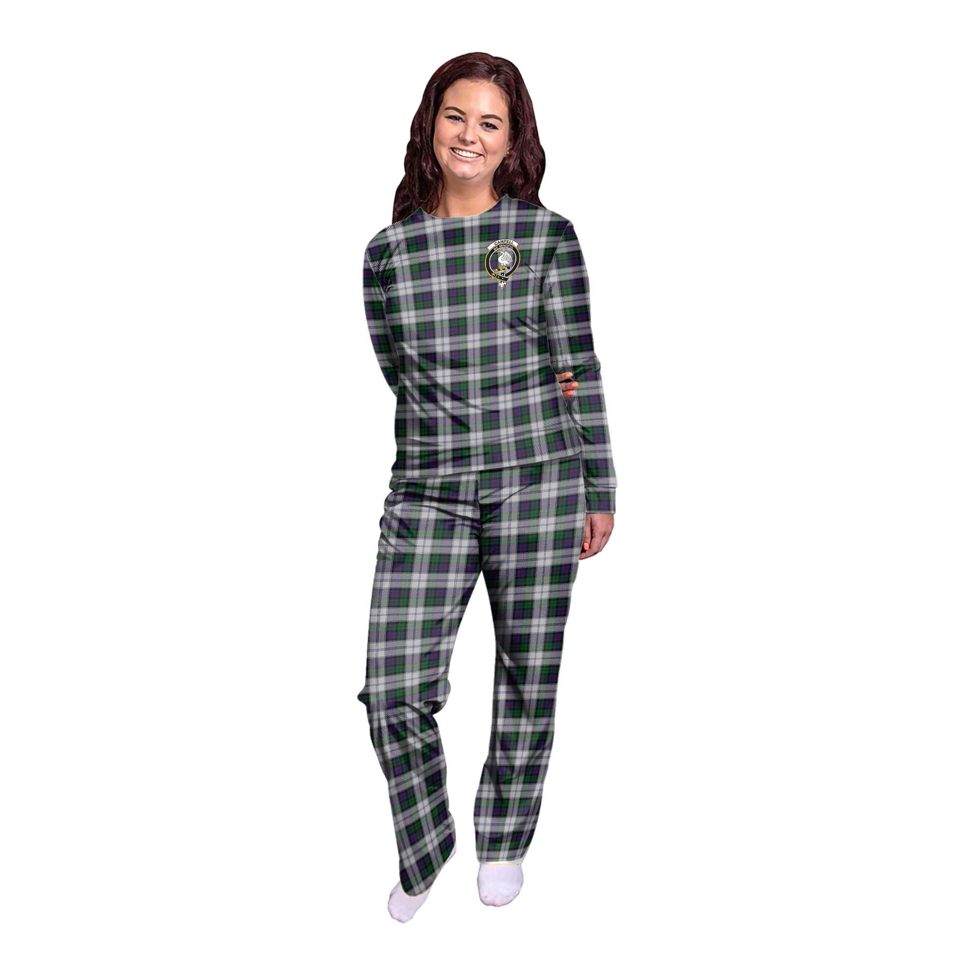 Campbell of Cawdor Dress Tartan Pajamas Family Set with Family Crest - Tartan Vibes Clothing