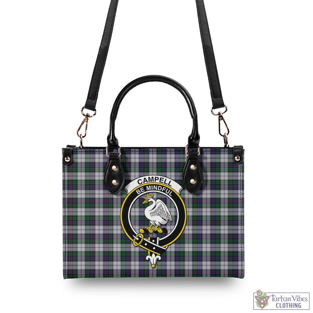 Tartan Vibes Clothing Campbell of Cawdor Dress Tartan Luxury Leather Handbags with Family Crest