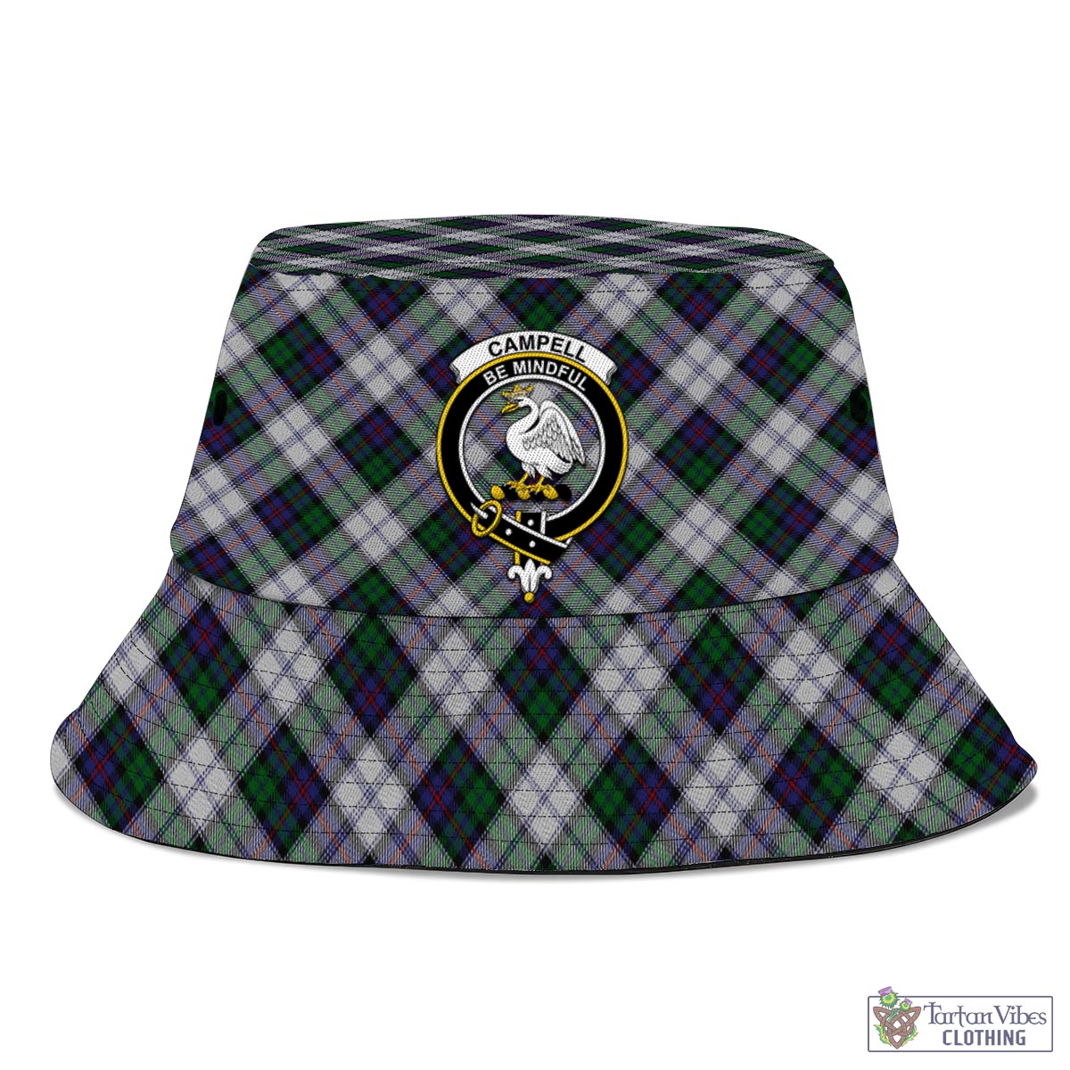 Tartan Vibes Clothing Campbell of Cawdor Dress Tartan Bucket Hat with Family Crest