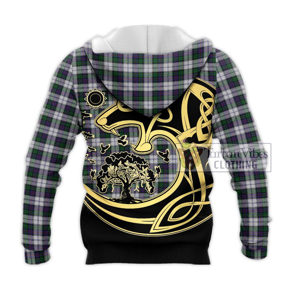 Campbell of Cawdor Dress Tartan Knitted Hoodie with Family Crest Celtic Wolf Style - Tartan Vibes Clothing