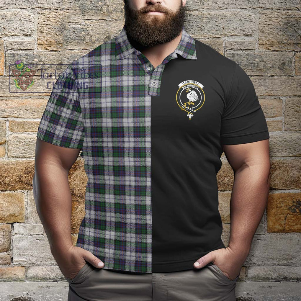 Campbell of Cawdor Dress Tartan Polo Shirt with Family Crest and Half Of Me Style - Tartanvibesclothing Shop