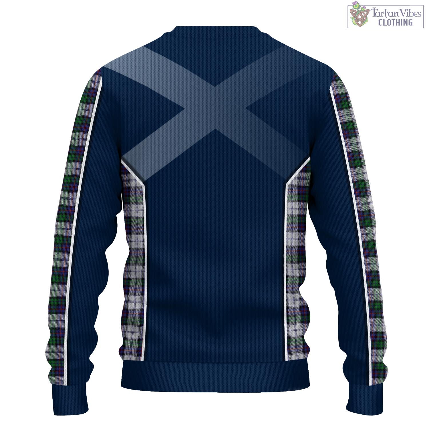 Tartan Vibes Clothing Campbell of Cawdor Dress Tartan Knitted Sweatshirt with Family Crest and Scottish Thistle Vibes Sport Style