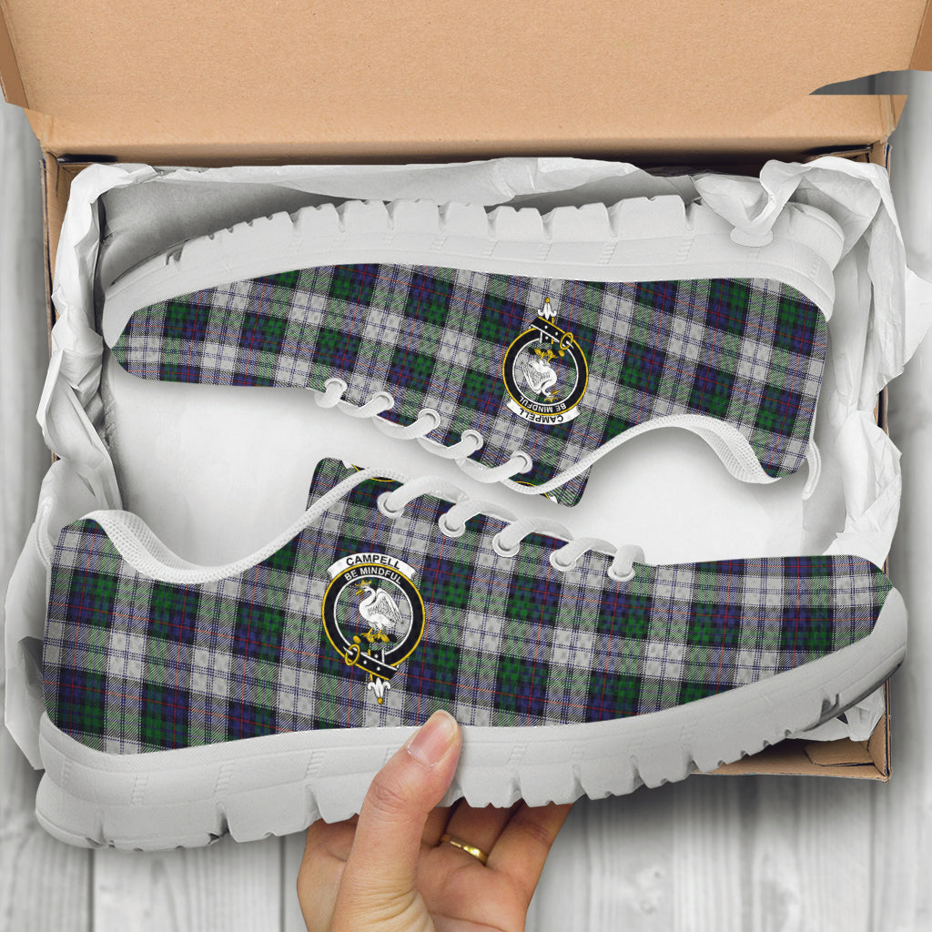 Campbell of Cawdor Dress Tartan Sneakers with Family Crest - Tartan Vibes Clothing