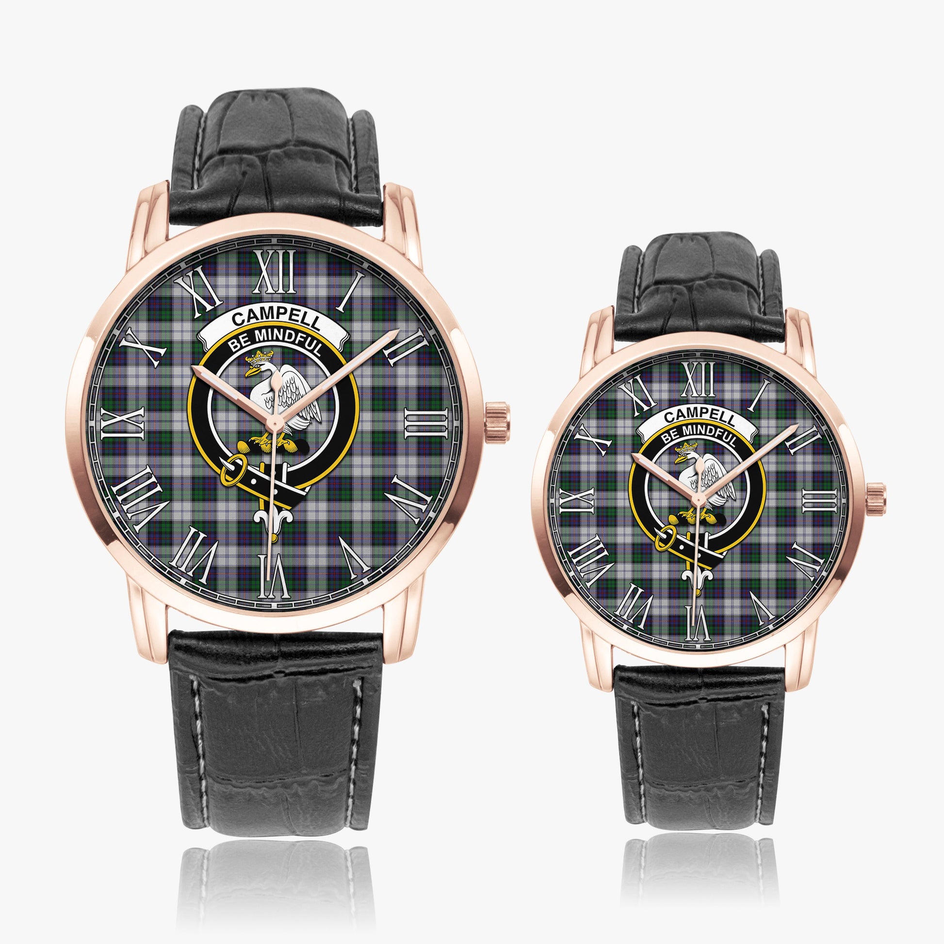 Campbell of Cawdor Dress Tartan Family Crest Leather Strap Quartz Watch - Tartanvibesclothing