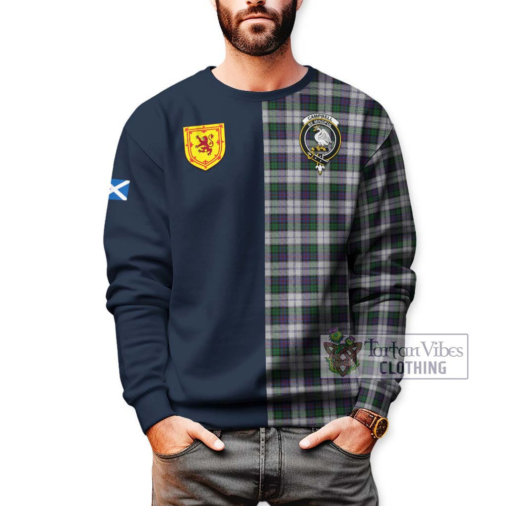 Tartan Vibes Clothing Campbell of Cawdor Dress Tartan Sweatshirt with Scottish Lion Royal Arm Half Style