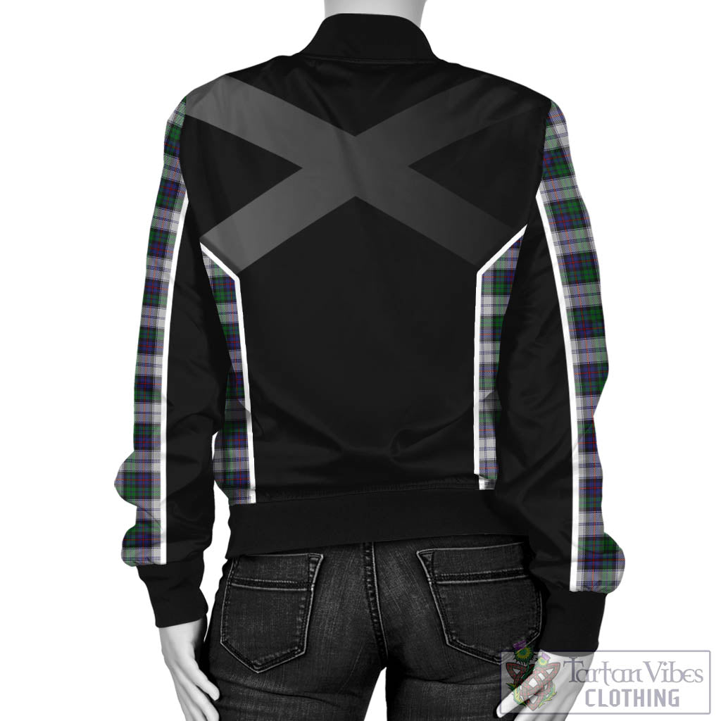 Tartan Vibes Clothing Campbell of Cawdor Dress Tartan Bomber Jacket with Family Crest and Scottish Thistle Vibes Sport Style