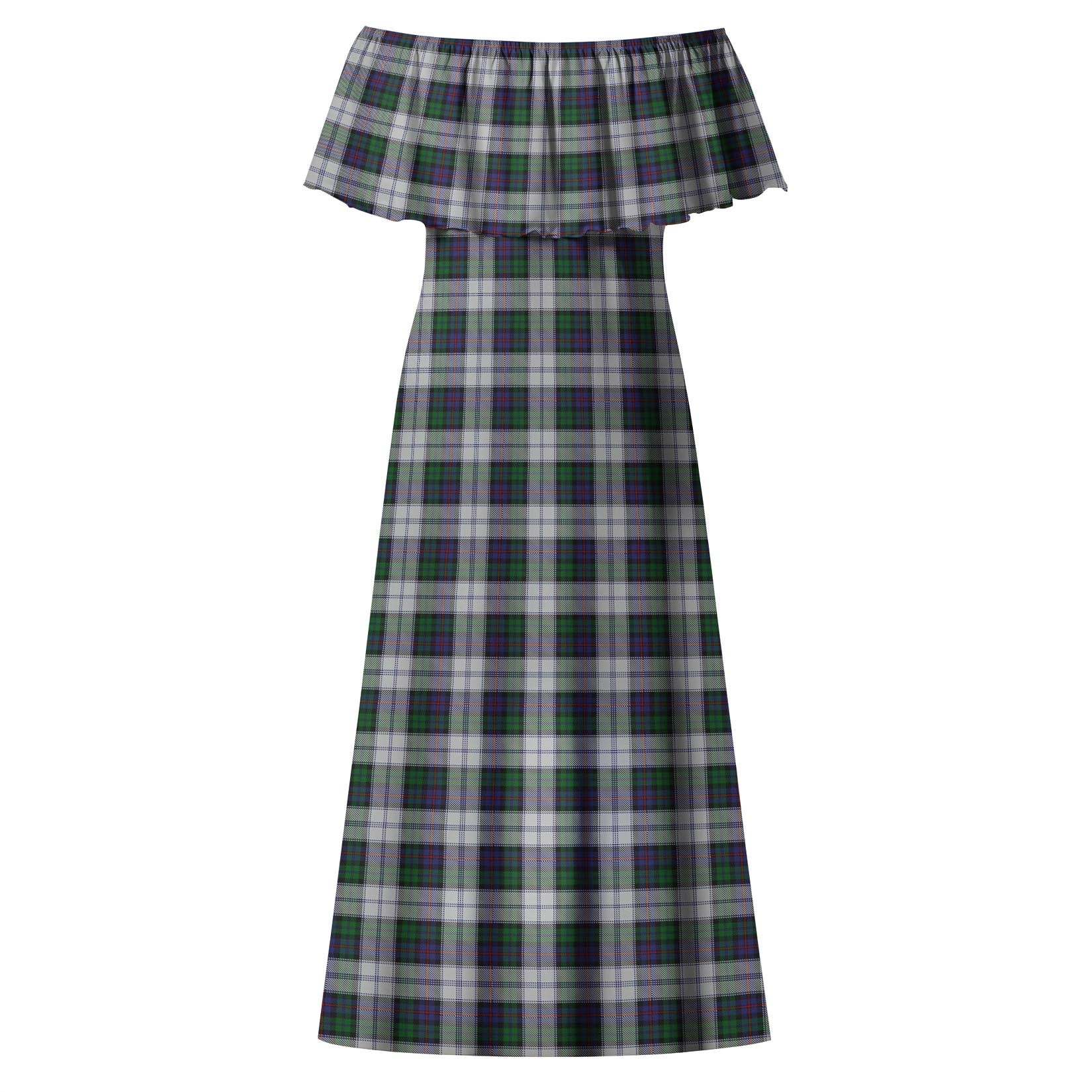 Campbell of Cawdor Dress Tartan Off Shoulder Long Dress - Tartanvibesclothing