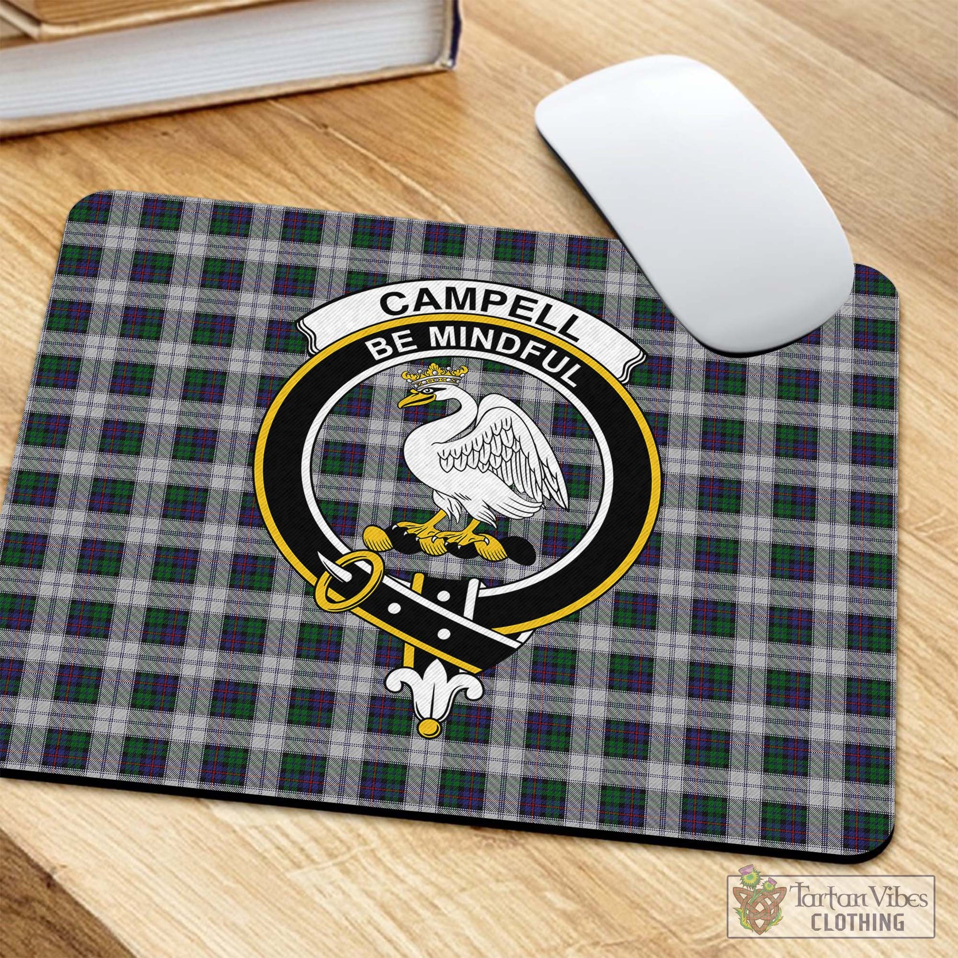 Tartan Vibes Clothing Campbell of Cawdor Dress Tartan Mouse Pad with Family Crest