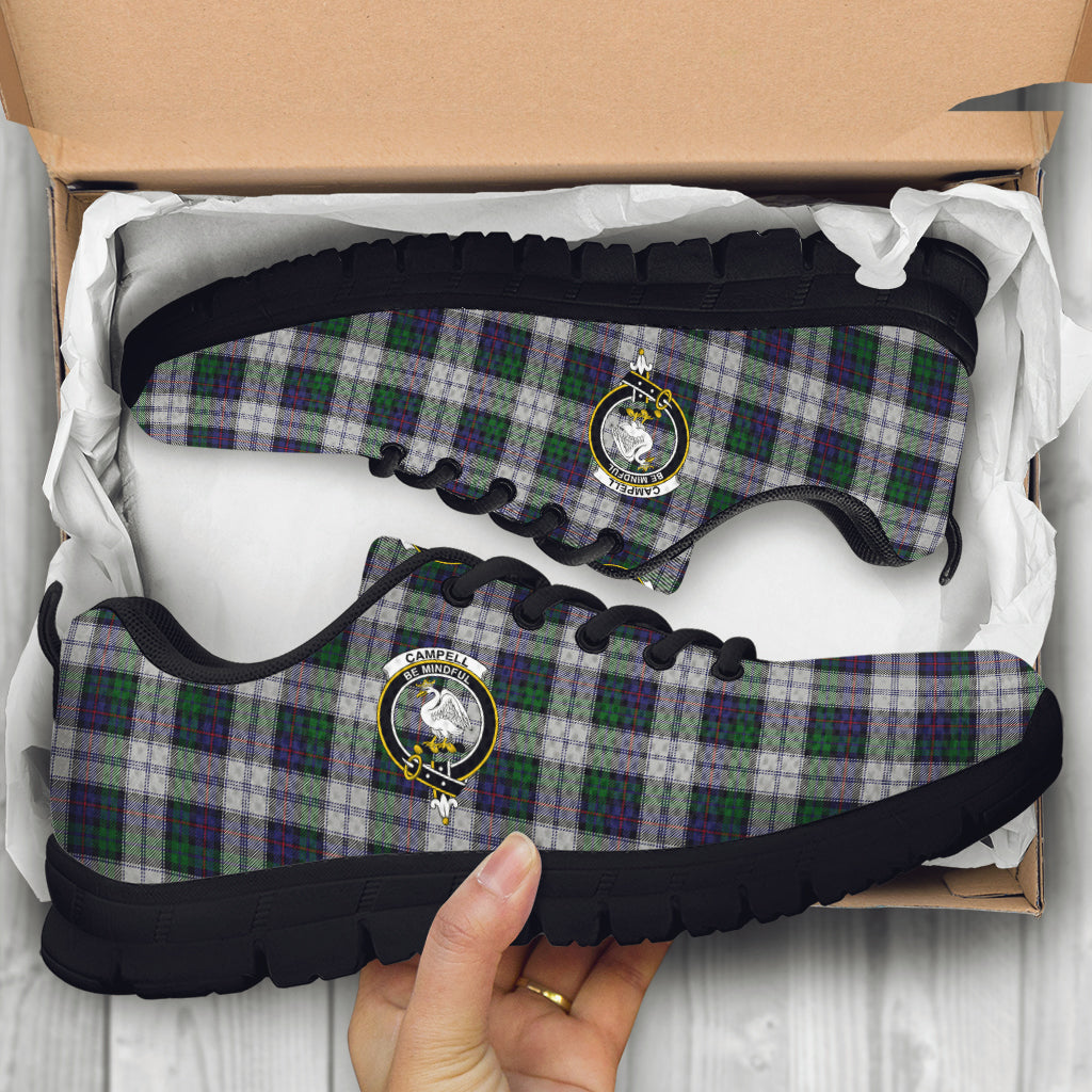 Campbell of Cawdor Dress Tartan Sneakers with Family Crest - Tartan Vibes Clothing