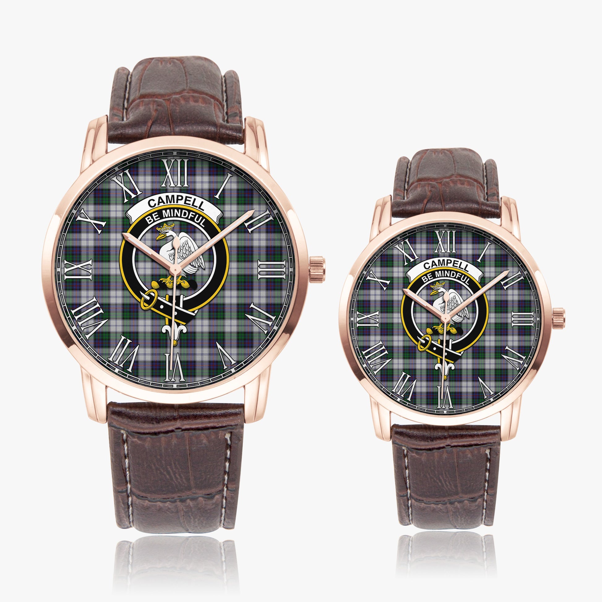 Campbell of Cawdor Dress Tartan Family Crest Leather Strap Quartz Watch - Tartanvibesclothing