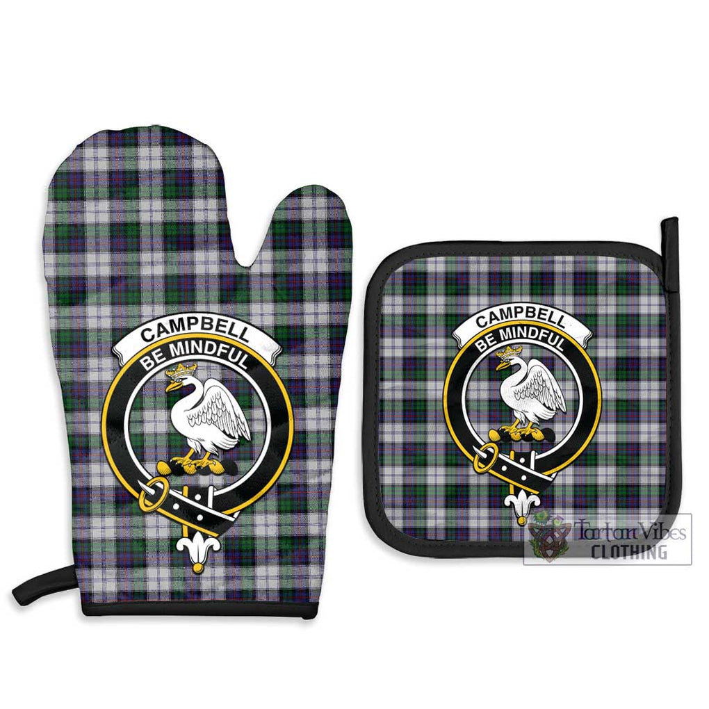 Campbell of Cawdor Dress Tartan Combo Oven Mitt & Pot-Holder with Family Crest Combo 1 Oven Mitt & 2 Pot-Holder Black - Tartan Vibes Clothing