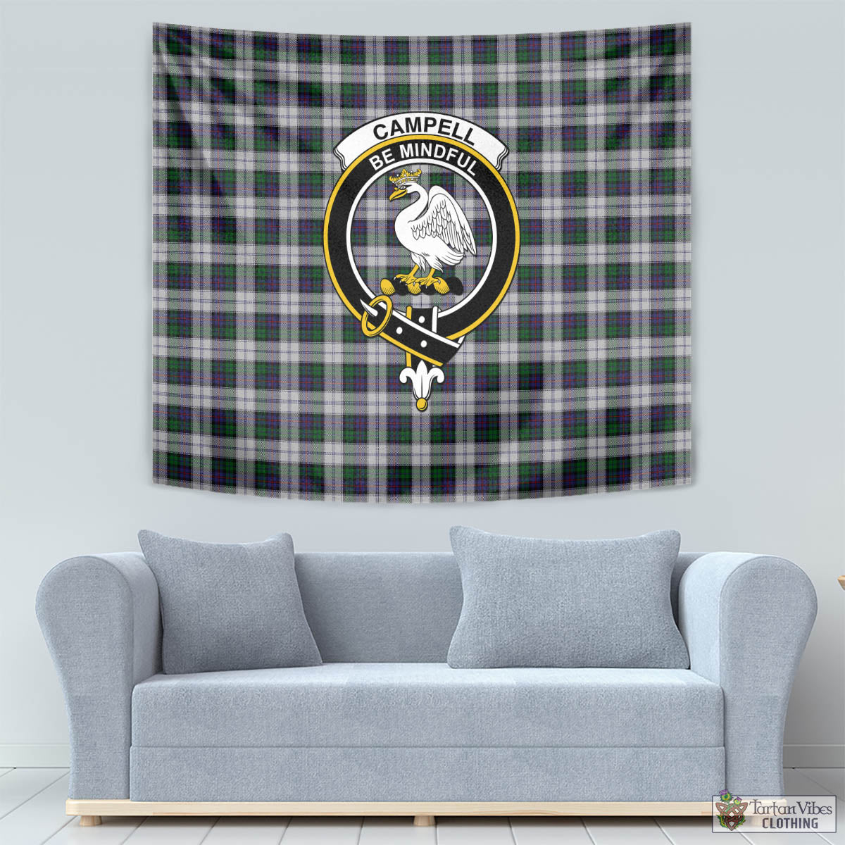 Tartan Vibes Clothing Campbell of Cawdor Dress Tartan Tapestry Wall Hanging and Home Decor for Room with Family Crest