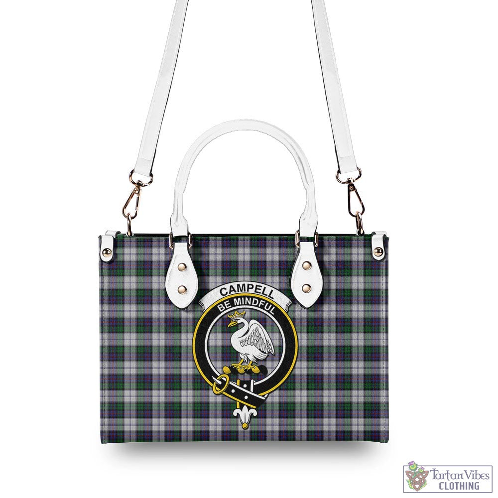 Tartan Vibes Clothing Campbell of Cawdor Dress Tartan Luxury Leather Handbags with Family Crest