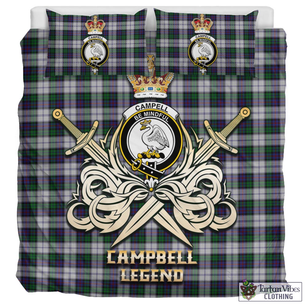 Tartan Vibes Clothing Campbell of Cawdor Dress Tartan Bedding Set with Clan Crest and the Golden Sword of Courageous Legacy